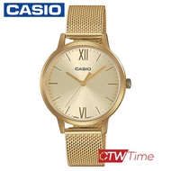 Casio Standard นาฬิกาข้อมือผู้หญิง สายสแตนเลส รุ่น LTP-E157MG-9ADF (สีทอง / หน้าปัดทอง)