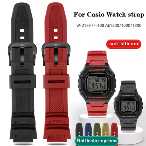 Premium-Grade rubber Watchband for Casio W218h AE-1200/1100 SGW-300 MRW-200 / F-108 Waterproof Resin