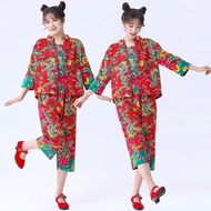 Northeast Big Flower Cloth Clothes Village Girl Two-Person Transfer Costume Funny Sisters Costume Sq