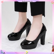 [Plus Size 42] Ready Stock Women PU High Heels kasut perempuan Heels Plus Size 42