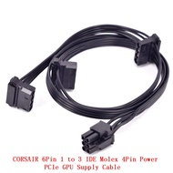 Corsair PCI-e 6Pin to 3 IDE Molex 4Pin Power Supply Cable for HX1050 HX850 HX750 HX650