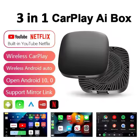 3IN1 Carplay Ai Box Wireless CarPlay Adapter Wireless Android Auto 2G 16G Android 10 Smart TV Box Fo