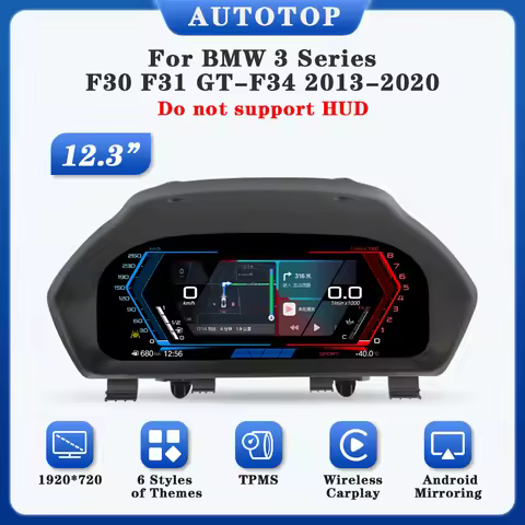 AUTOTOP 12.3" LCD gauges M3 sport theme for BMW 3 series F30 F31 GT-F34 2013-2020,wireless carplay i