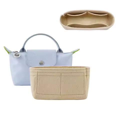Multi-Pocket Bag Organizer For Longchamp Mini Handbag Liner Bag Felt Handbag Liner