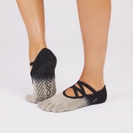 TOESOX Elle Grip Full Toe Socks - Black/Light Grey