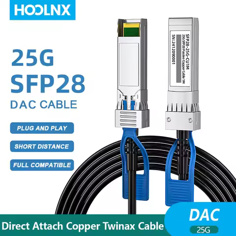 HOOLNX 25G SFP28 Twinax Cable, Direct Attach Copper(DAC) Passive Cable 0.5-5M, For Ubiquiti,Cisco,Hu