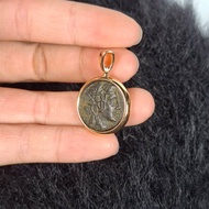 古羅馬錢幣18k經典旋轉扣頭吊墜 希臘古幣真古幣珠寶訂製款
