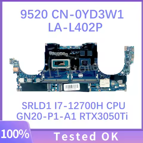 For Dell XPS 15 9520 Precision 5570 Mainboard LA-L402P With i7 i9-12th Gen CPU RTX3050Ti/RTX A1000-V