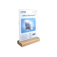 Kệ mica 2 mặt Enter E42 150x210mm đế gỗ A5 đứng, Kệ menu nhà hàng, Standee mica để bàn, Bảng quét mã