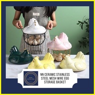 ◳ ✆ ◸ NN Ceramic Stainless Steel Mesh Wire Chicken Egg Basket Holder Kitchen Storage Organizer
