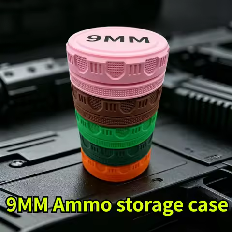 9MM Ammo Box 50 Round Compact Durable Ammo Case with Screw-On Lid, Portable Pocket Size
