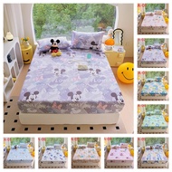 【Reeady Stock】100% cotton mattress cover / cartoon Pikachu sheet Ice queen  Bedsheet Set Queen Fitte