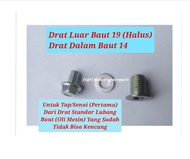 Drat Sok Overboss Lubang Oli Mesin Drat Luar M14 ( Baut 19 ) Drat Dalam Baut 14
