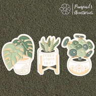 ʕ •ᴥ•ʔ ✿ พร้อมส่ง : เข็มกลัดเซ็ทมอนสเตอร่าและต้นไพเลีย | Monstera &amp; Pilea Peperomioides Tree Enamel Brooch Pin Set.