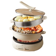 Bear Electric Hot Pot Electric Steamer 4L Multi-Purpose Pot Electric Cooking Pot Multi-Function Pot
