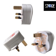 Standard 3 Pin Plug Head with Singapore Safety Mark (13Amp Fused Plug White/Black)