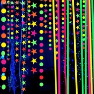 TIANCHUANG Neon Fluorescent Garland, 2m Colorful Round Pentagram Fluorescent Banner, Party Supplies 