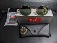 全新 原裝正版  Ray-Ban 雷朋 OVAL橢圓形 平面鏡片 RB3547N 001 拋光 金色 綠色 鏡片經典Classic G-15 鏡架長度 145mm M 51 21 mm GEOFIT 