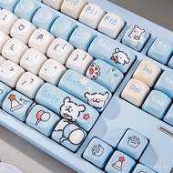 Line Puppy Keycap Cute Round Keycap108Key87Key Blue Keycap MOA Custom Keycap Set