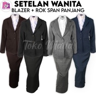 One Set Blazer Suit Long Span Skirt Women's Office Work Suit Plain Women's Adults Children's Blazer 