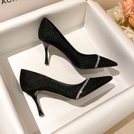 Rhinestone High Heels Women's Stiletto Heel 2024 Style Fashion Korean Version Pointed Toe Shoes Rhin