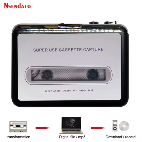 USB Cassette Player Tape to MP3 Converter Capture Adapter Audio Music Player Tape USB Cassette Recor