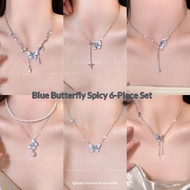 Necklace Six-Piece Set 6 Piece Set Ice Crystal Gradient Pearl Butterfly Tassel Necklace Female Premi