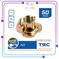 50 Pcs Tee Nut /T-Nut M5 - 8 mm (Mur Tanam Kayu) Tee Nut /T-Nut M5 - 8 mm (Mur Tanam Kayu)