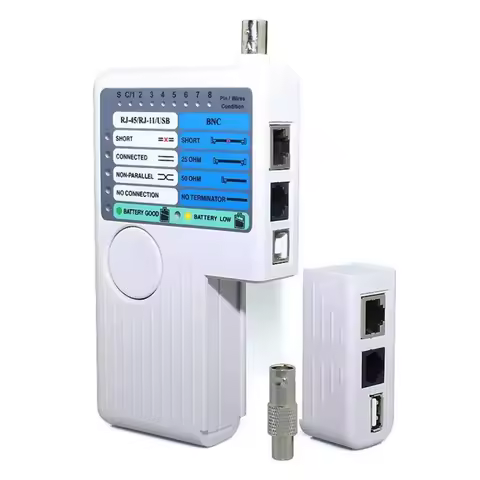 4 In 1 Network Cable Tester Professional RJ45 RJ11 USB BNC LAN Wire Tester for Cat5 Cat6 Home and Of