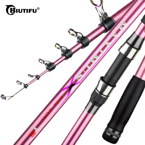 BIUTIFU MAXIMUS Traveller Telescopic Surf Fishing Rods 3.6-5.3m T800 Carbon Spinning Power 60-150g T