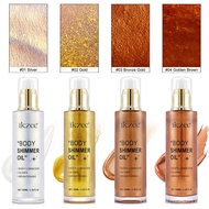 ikzee Body Shimmer Oil Minyak Serlah Cecair Kontur Badan Wajah 4 Warna