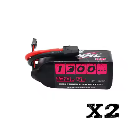2 Packs CNHL Black Series V2.0 1300mAh 14.8V 4S 130C Lipo Battery with XT60 Plug