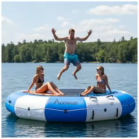 Inflatable Water Trampoline for Lake Pool Ocean 10FT 12FT 15FT Heavy Duty Floating Bounce Swim Platf