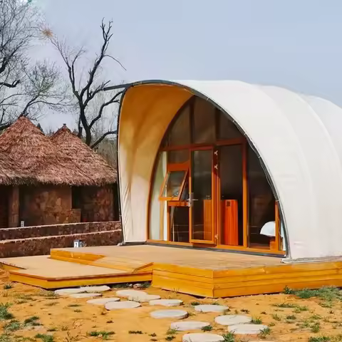 Luxury Glamping Shell Tent Waterproof PVDF Membrane Hotel Tent Customizable Outdoor Resort Safari Gl