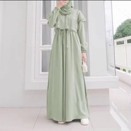 Gamis Wanita Terbaru kekinian bahan Cringkle Airflow Hafshaa Gamis adem jatuh Kombinasi Brokat (COD)