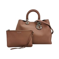 Dior Diorissimo大號牛皮純色Dior字母吊飾子母包單肩包