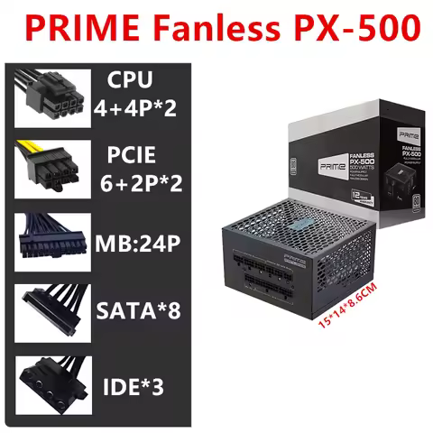 New Original PSU For Seasonic 80plus Titanium Zero Noise Without Fan 450W 500W Power Supply PRIME Fa
