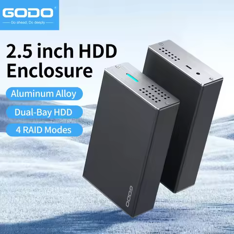 GODO Dual Bay RAID Hard Drive Enclosure 2.5 inch USB3.0 to 2.5" SATA I/II/III HDDs SSDs RAID Externa