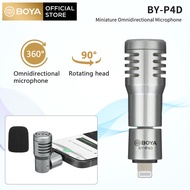 BOYA BY-P4 Miniature Omnidirectional Microphone Compatible with SmartphoneLaptopTabletCamcorderRecorderiPhoneAndroid Type-C devices for Video Recording Streaming YouTube Vlogging