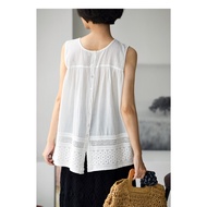 Free Shipping - B6827C Japanese Style Crocheted Washed Cotton Sleeveless Vest Top for Women | Summer