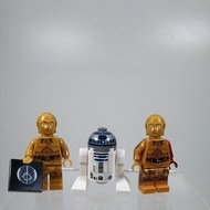 Original Star Wars LEGO - C3PO, new C3PO and R2D2 (3 loose minifigures)