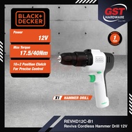 Black &amp; Decker Reviva 12V Cordless Hammer Drill REVHD12C Wireless Hammer Drill Rechargeable Hammer Drill