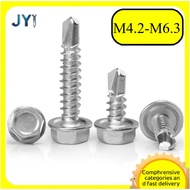M4.2/M4.8/M5.5/M6.3  Drill tail screw 304 stainless steel outer hexagonal color steel tile self-tapp