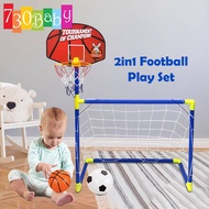 730Baby 2 in 1 Kid Football Basketball Post Net Sport Set Junior Footballer Training Jaring Bola Sep