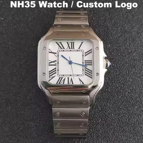 38mm Watch NH35 Square Watch NH35 Movement Dial Hands Stainless Steel Case 20mm Strap Men's Fashion