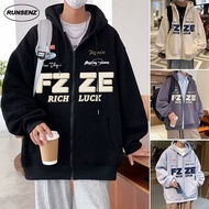 M-8XL Korean Style Zipper Hooded Sweatshirt Men Women Loose Fit Causal Plus Size Hoodie