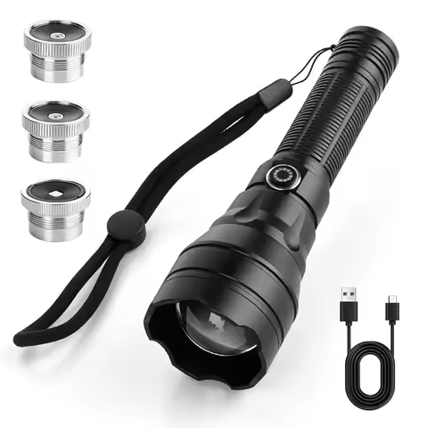 BORUiT High Power LED Flashlight 800LM Zoomable 18650 Type-C Rechargeable Handheld Flashlight Portab