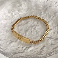 【 日本直送 名牌中古包 】Christian Dior 迪奧 手鍊 金色 CD 標誌飾牌 vintage bs7hwh