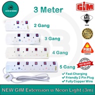 SIRIM APPROVED NEW GIM Trailing Socket Plug Extension Extention 2Gang 3Gang 4Gang 5Gang 2 3 4 5 Gan