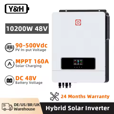 Y&H 10.2KW/6.2KW Hybrid Solar Inverter On/off grid Inverter 48V 220V Pure Sine Wave Inverter MPPT 16